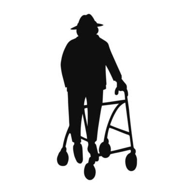 Old man walking with rollator