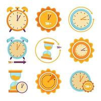conjunto de iconos de horario de verano vector