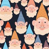 Seamless background with colorful illustrations of garden gnomes. vector