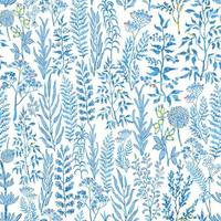 Seamless pattern with herbs, plants and flowers vector