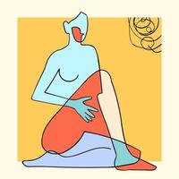 Outline illustration of woman body on abstract background vector
