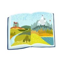 Illustration of open book with fabulous pictures vector