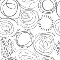 Seamless pattern with slate pencil hand drawn abstract round elements, doodles vector