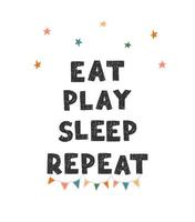 Repeat - fun hand drawn nursery poster with lettering vector