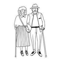 feliz pareja de personas mayores caminando vector