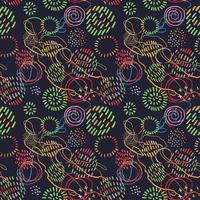 Seamless pattern with colorful hand drawn abstract round elements, doodles vector