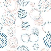 Seamless pattern with colorful hand drawn abstract round elements, doodles vector