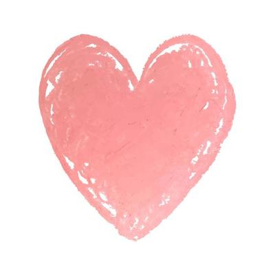 Illustration of heart shape drawn with pink colored chalk pastels