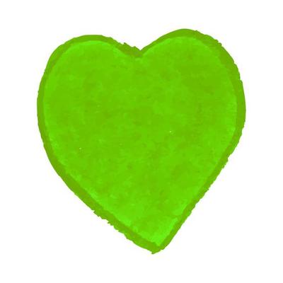 Illustration of heart shape drawn with green colored chalk pastels