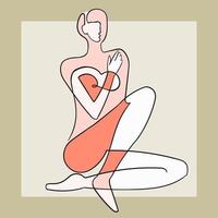 Outline illustration of woman body on abstract background vector