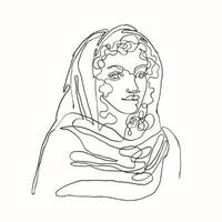 Outline illustration of portpait woman vector