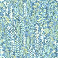 Seamless pattern with herbs, plants and flowers vector
