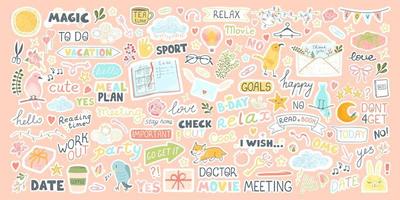 Set with cute stickers for daily planner and scheduler vector