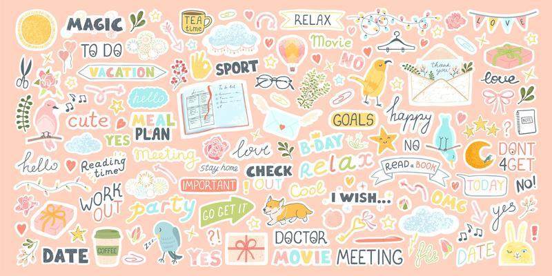 Premium Vector  Small stickers for diaries linear