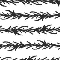 Seamless black and white pattern with foliage and plants vector