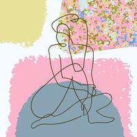 Ilustración del esquema del cuerpo de la mujer sobre fondo abstracto vector