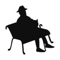 Old man sitting on a Park bench reading a book vector