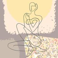 Outline illustration of woman body on floral background vector