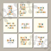 Vector set with fun hand drawn nursery posters with lettering