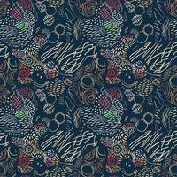 Seamless pattern with hand drawn abstract lines, doodles vector