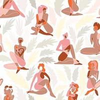 Seamless background with colorful illustration of silhouette women body vector