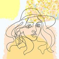 Outline colorful illustration of woman in hat vector