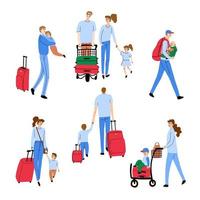 Illustration of people walking with luggage vector