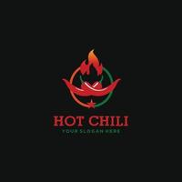 hot chilli pepper and flame logo design inspiration vector