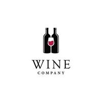 red wine glass and bottle logo design inspiration vector