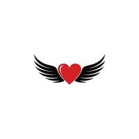 Heart and wings logo design romantic icon symbol vector