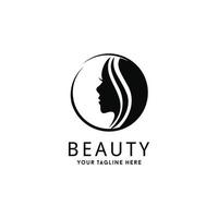 belleza, salón, spa, cabello, diseño de logotipo de silueta de mujer vector