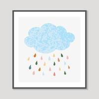 Hand drawn illustration of rain cloud in cartoon scandinavian style vector