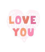 love you - fun hand drawn nursery poster with lettering vector