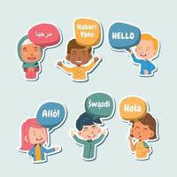Language Diversity Character Sticker Collection vector