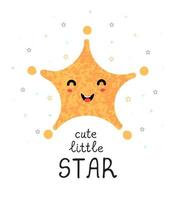 Cute little star - fun hand drawn nursery poster with lettering vector