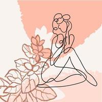 Outline illustration of woman body on floral background vector