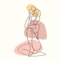 Outline illustration of woman body with blob shape vector