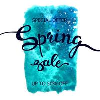 Colorful watercolor poster Spring sale vector