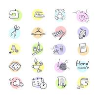 Colorful set with outline icons vector