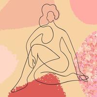 Outline illustration of woman body on abstract background vector