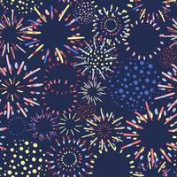 Seamless colorful background with fireworks on dark background vector