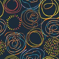 Seamless pattern with colorful hand drawn abstract round elements, doodles vector