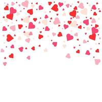 Confetti hearts falling down. Background with heart-shaped scatter. Valentine's day concept. Vector illustration