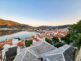 Top view at the Skopelos Port Chora and Hills of the Skopelos Island, Greece. photo