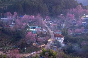 Aerial view Ban Rong Kla village Phitsanulok, Thailand. Beautiful landscape in the winter season. photo