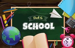 Back to School Greeting With Scattered Stationary Accesories vector