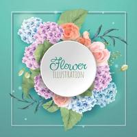 hermosa corona floral para invitación de boda vector