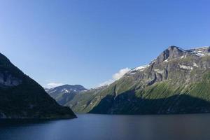 Cruise in Geiranger fjord in Norway photo