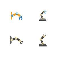Diseño de ilustración de iconos de vector de brazo de robot mecánico industrial