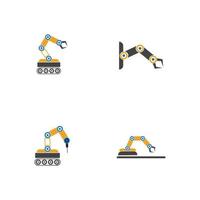Diseño de ilustración de iconos de vector de brazo de robot mecánico industrial